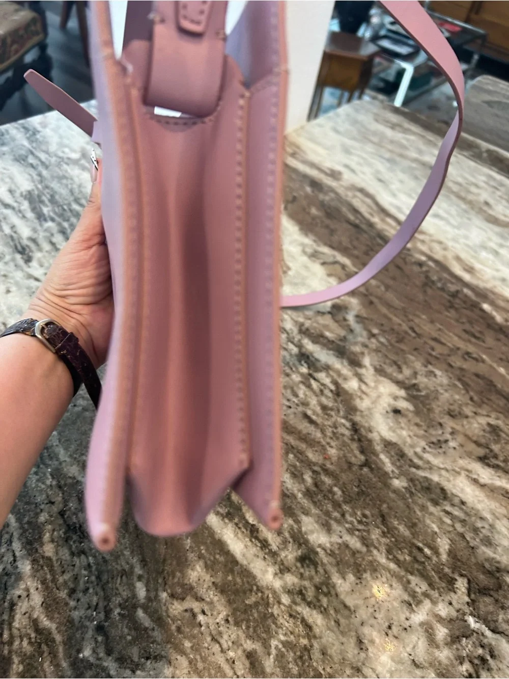 Everlane Lilac Pink the lunch box Bag made in Italy a few scuffs wear